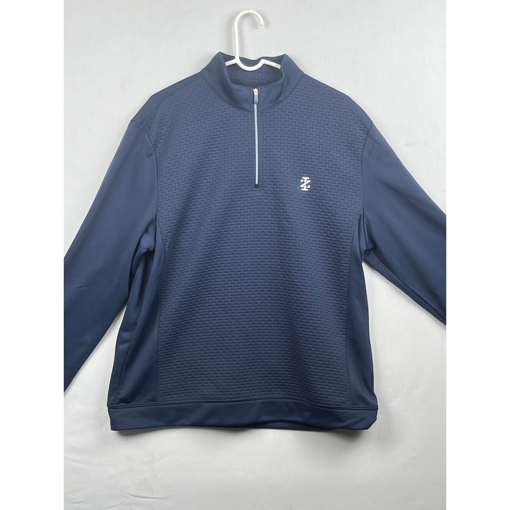 IZOD Golf Mens Large Navy Blue Quarter Zip Textured Pullover Long Sleeve Shirt